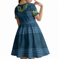 Hawai'i Paniolo Maile Twisted Lei Kid Short Sleeve Dress Cobalt Blue