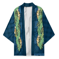 Hawai'i Paniolo Maile Twisted Lei Kimono Cobalt Blue