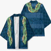 Hawai'i Paniolo Maile Twisted Lei Kimono Cobalt Blue
