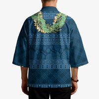 Hawai'i Paniolo Maile Twisted Lei Kimono Cobalt Blue