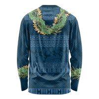 Hawai'i Paniolo Maile Twisted Lei Long Sleeve Shirt Cobalt Blue LT7 - Polynesian Pride