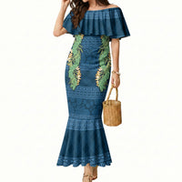 Hawai'i Paniolo Maile Twisted Lei Mermaid Dress Cobalt Blue