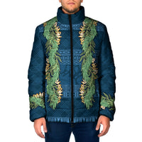 Hawai'i Paniolo Maile Twisted Lei Padded Jacket Cobalt Blue