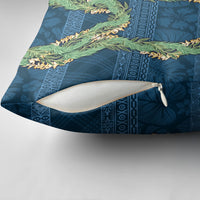 Hawai'i Paniolo Maile Twisted Lei Pillow Cover Cobalt Blue