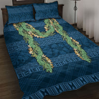 Hawai'i Paniolo Maile Twisted Lei Quilt Bed Set Cobalt Blue