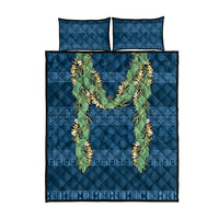 Hawai'i Paniolo Maile Twisted Lei Quilt Bed Set Cobalt Blue