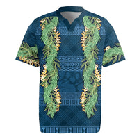 Hawai'i Paniolo Maile Twisted Lei Rugby Jersey Cobalt Blue