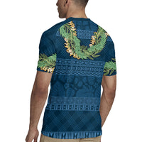 Hawai'i Paniolo Maile Twisted Lei Rugby Jersey Cobalt Blue
