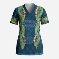Hawai'i Paniolo Maile Twisted Lei Scrub Top Cobalt Blue