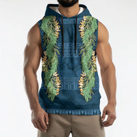 Hawai'i Paniolo Maile Twisted Lei Sleeveless Hoodie Cobalt Blue
