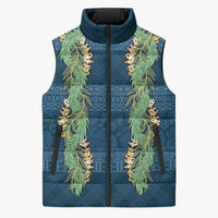 Hawai'i Paniolo Maile Twisted Lei Sleeveless Puffer Jacket Cobalt Blue