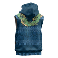 Hawai'i Paniolo Maile Twisted Lei Sleeveless Zip Hoodie Cobalt Blue