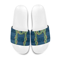 Hawai'i Paniolo Maile Twisted Lei Slide Sandals Cobalt Blue