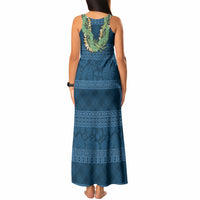 Hawai'i Paniolo Maile Twisted Lei Tank Maxi Dress Cobalt Blue