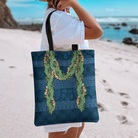 Hawai'i Paniolo Maile Twisted Lei Tote Bag Cobalt Blue