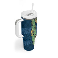 Hawai'i Paniolo Maile Twisted Lei Tumbler With Handle Cobalt Blue LT7 - Polynesian Pride