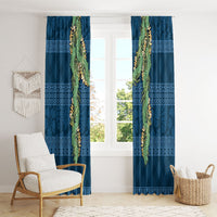 Hawai'i Paniolo Maile Twisted Lei Window Curtain Cobalt Blue