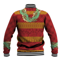 Hawai'i Paniolo Maile Twisted Lei Baseball Jacket Hilo Royal Red