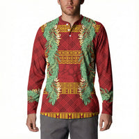 Hawai'i Paniolo Maile Twisted Lei Button Sweatshirt Hilo Royal Red