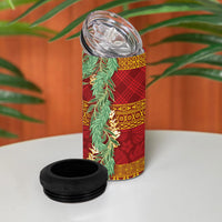 Hawai'i Paniolo Maile Twisted Lei 4 in 1 Can Cooler Tumbler Hilo Royal Red
