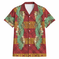 Hawai'i Paniolo Maile Twisted Lei Hawaiian Shirt Hilo Royal Red