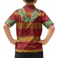 Hawai'i Paniolo Maile Twisted Lei Hawaiian Shirt Hilo Royal Red