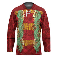 Hawai'i Paniolo Maile Twisted Lei Hockey Jersey Hilo Royal Red