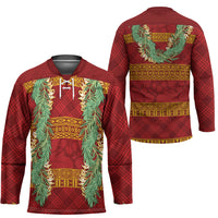 Hawai'i Paniolo Maile Twisted Lei Hockey Jersey Hilo Royal Red