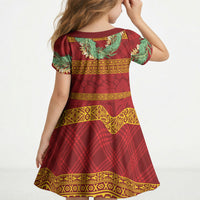 Hawai'i Paniolo Maile Twisted Lei Kid Short Sleeve Dress Hilo Royal Red