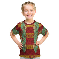 Hawai'i Paniolo Maile Twisted Lei Kid T Shirt Hilo Royal Red