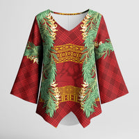 Hawai'i Paniolo Maile Twisted Lei Kimono Sleeve Blouse Hilo Royal Red