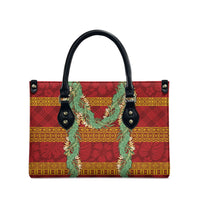 Hawai'i Paniolo Maile Twisted Lei Leather Bag Hilo Royal Red