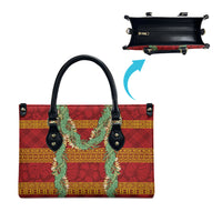 Hawai'i Paniolo Maile Twisted Lei Leather Bag Hilo Royal Red