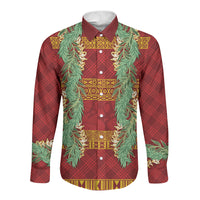 Hawai'i Paniolo Maile Twisted Lei Long Sleeve Button Shirt Hilo Royal Red LT7 Unisex Red - Polynesian Pride