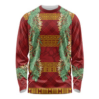Hawai'i Paniolo Maile Twisted Lei Long Sleeve Shirt Hilo Royal Red