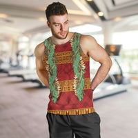 Hawai'i Paniolo Maile Twisted Lei Men Tank Top Hilo Royal Red LT7 Red - Polynesian Pride