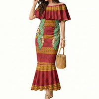 Hawai'i Paniolo Maile Twisted Lei Mermaid Dress Hilo Royal Red