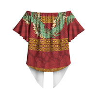 Hawai'i Paniolo Maile Twisted Lei Off Shoulder Wrap Waist Top Hilo Royal Red