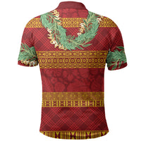 Hawai'i Paniolo Maile Twisted Lei Polo Shirt Hilo Royal Red