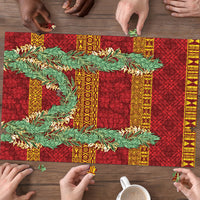 Hawai'i Paniolo Maile Twisted Lei Puzzle Hilo Royal Red