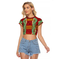 Hawai'i Paniolo Maile Twisted Lei Raglan Cropped T Shirt Hilo Royal Red