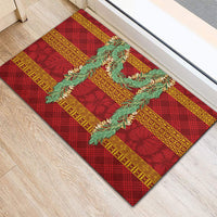 Hawai'i Paniolo Maile Twisted Lei Rubber Doormat Hilo Royal Red