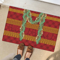 Hawai'i Paniolo Maile Twisted Lei Rubber Doormat Hilo Royal Red