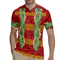 Hawai'i Paniolo Maile Twisted Lei Rugby Jersey Hilo Royal Red LT7 - Polynesian Pride