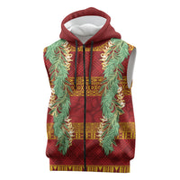 Hawai'i Paniolo Maile Twisted Lei Sleeveless Zip Hoodie Hilo Royal Red