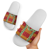 Hawai'i Paniolo Maile Twisted Lei Slide Sandals Hilo Royal Red