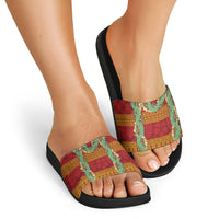 Hawai'i Paniolo Maile Twisted Lei Slide Sandals Hilo Royal Red