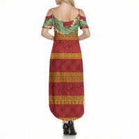 Hawai'i Paniolo Maile Twisted Lei Summer Maxi Dress Hilo Royal Red
