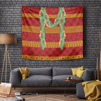Hawai'i Paniolo Maile Twisted Lei Tapestry Hilo Royal Red