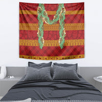 Hawai'i Paniolo Maile Twisted Lei Tapestry Hilo Royal Red